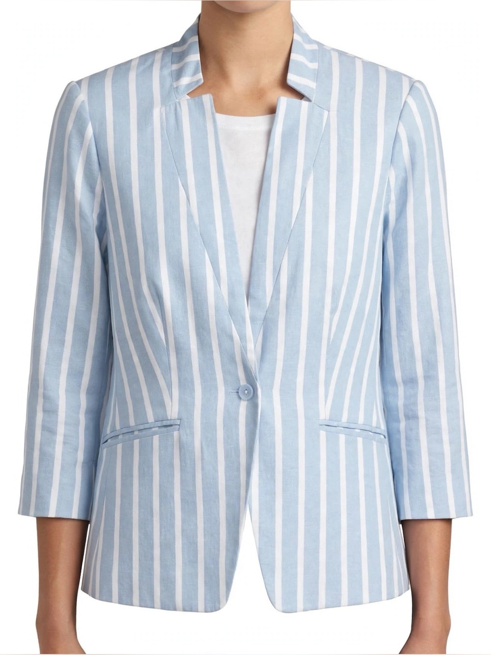 Banana Republic Light Blue and White Striped Blazer size 8
